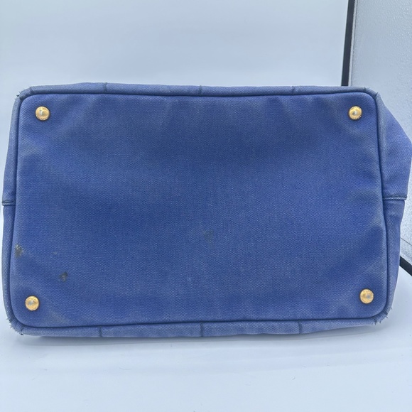 Prada Large Canapa Logo Blue Canvas Tote with shoulder strap - Picture 5 of 10